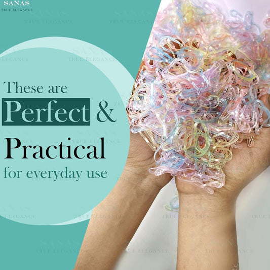 Sanas Medium Elastic Rubber Bands - 1100Pcs (Glossy)