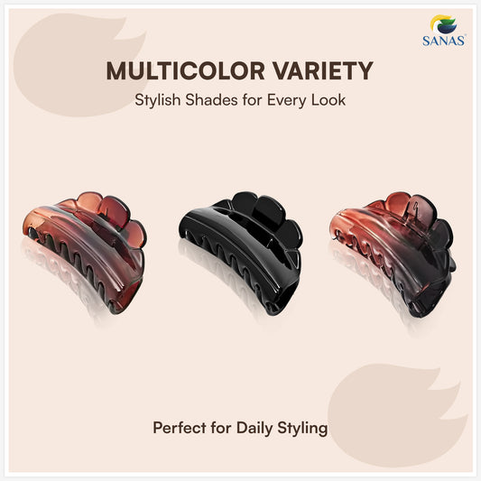 SANAS (3 Pcs) Small Hair Claw Clips Stylish Aesthetic Clutchers Cute Hair Accessories for Women and Girls Versatile 3 Shades (3 Pcs)