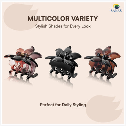 Sanas Flower Clips For Girls (3Pcs) Flower Clips For Women Hair Clips For Women Stylish Clutchers For Hair Claw Clip For Women Aesthetic Fashion Accessories For Girls Teenage (3Pcs)(3 Versatile Shades)