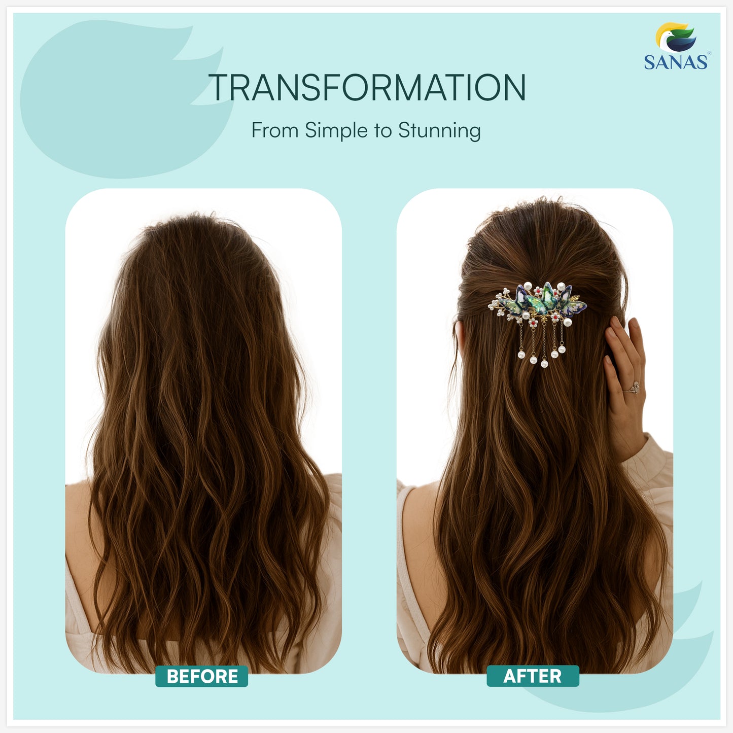 SANAS (1 Pc) Resin Butterfly Hair Clip Hair Accessories for Women and Girls (1 Pc)