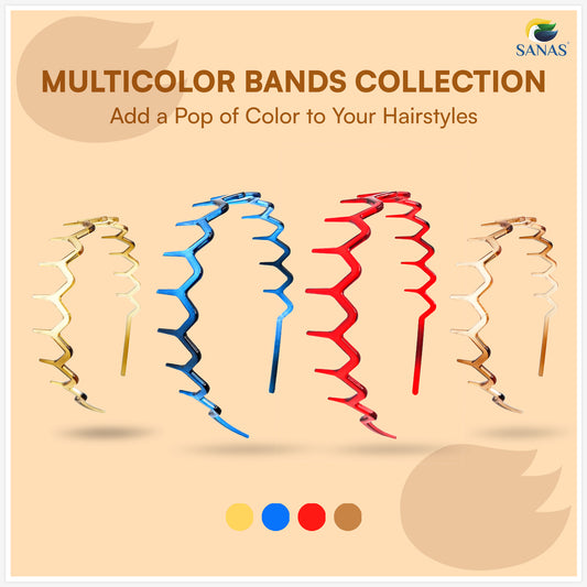 Sanas Long Teeth Hairband For Women - 4Pcs