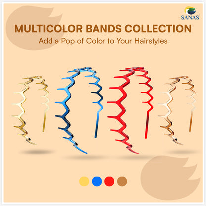 Sanas Long Teeth Hairband For Women - 4Pcs