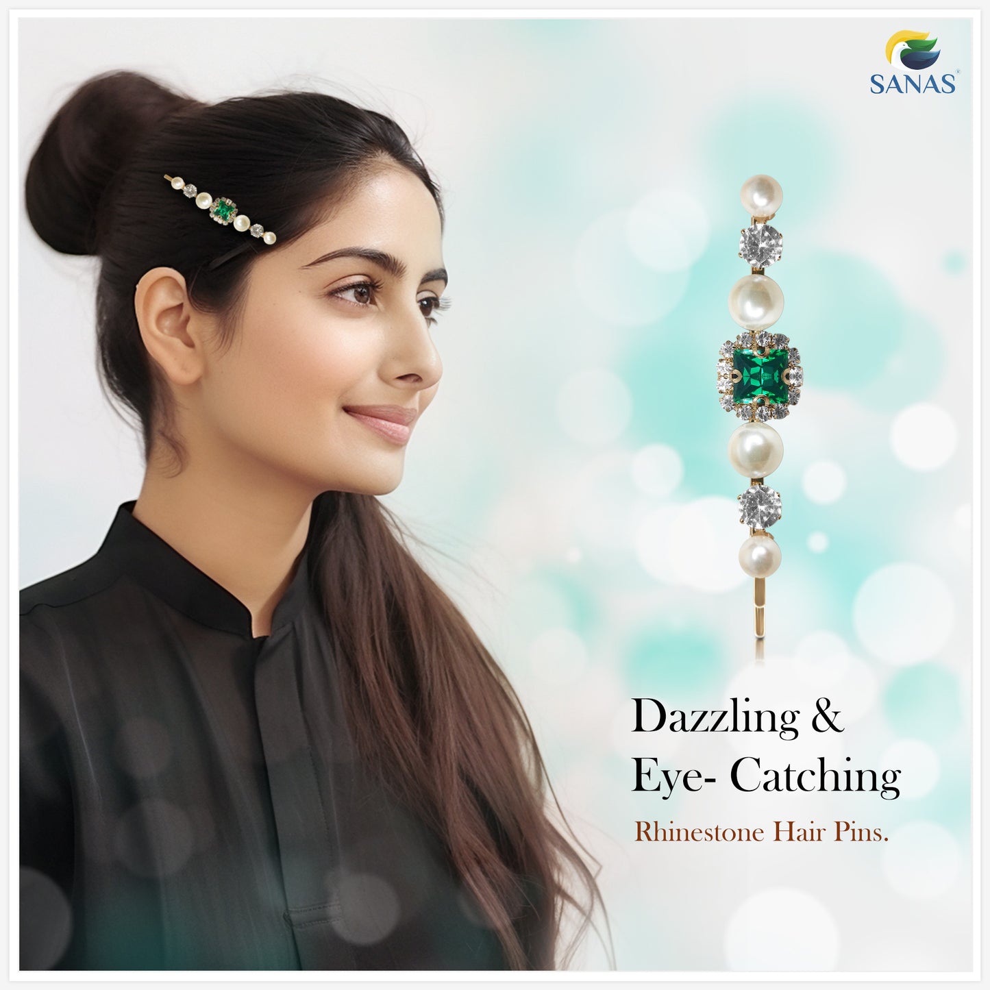 Sanas Rhinestones Decorative Hair Pins - 5Pcs