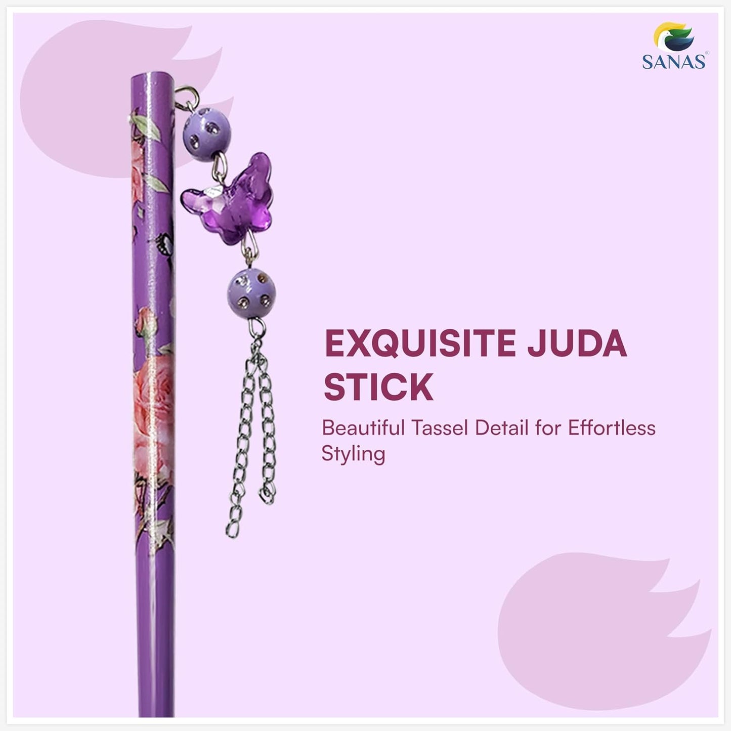 Decorative wooden hair pin for bridal and festive styling