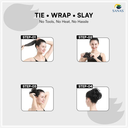 Sanas messy hair bun extension for stylish bun hairstyles
