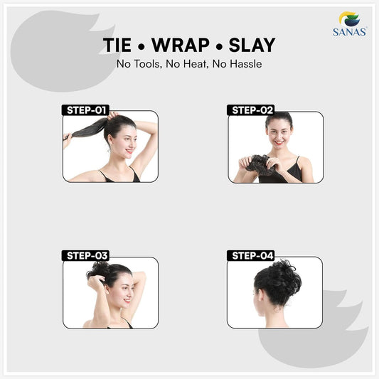 Sanas messy hair bun extension for stylish bun hairstyles
