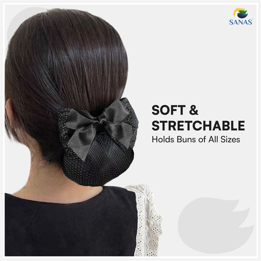 Sanas  Ribbon Barrette Bow Net (Black Net) 1 Pc