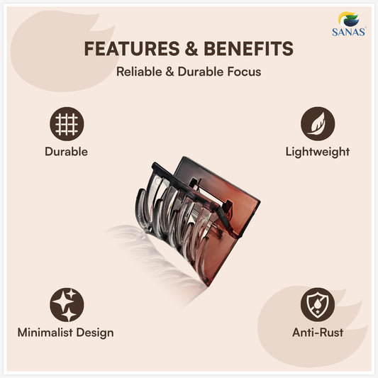 SANAS (3 Pcs) Hair Claw Clips Stylish Aesthetic Clutchers Cute Hair Accessories for Women and Girls Versatile 3 Shades (3 Pcs)