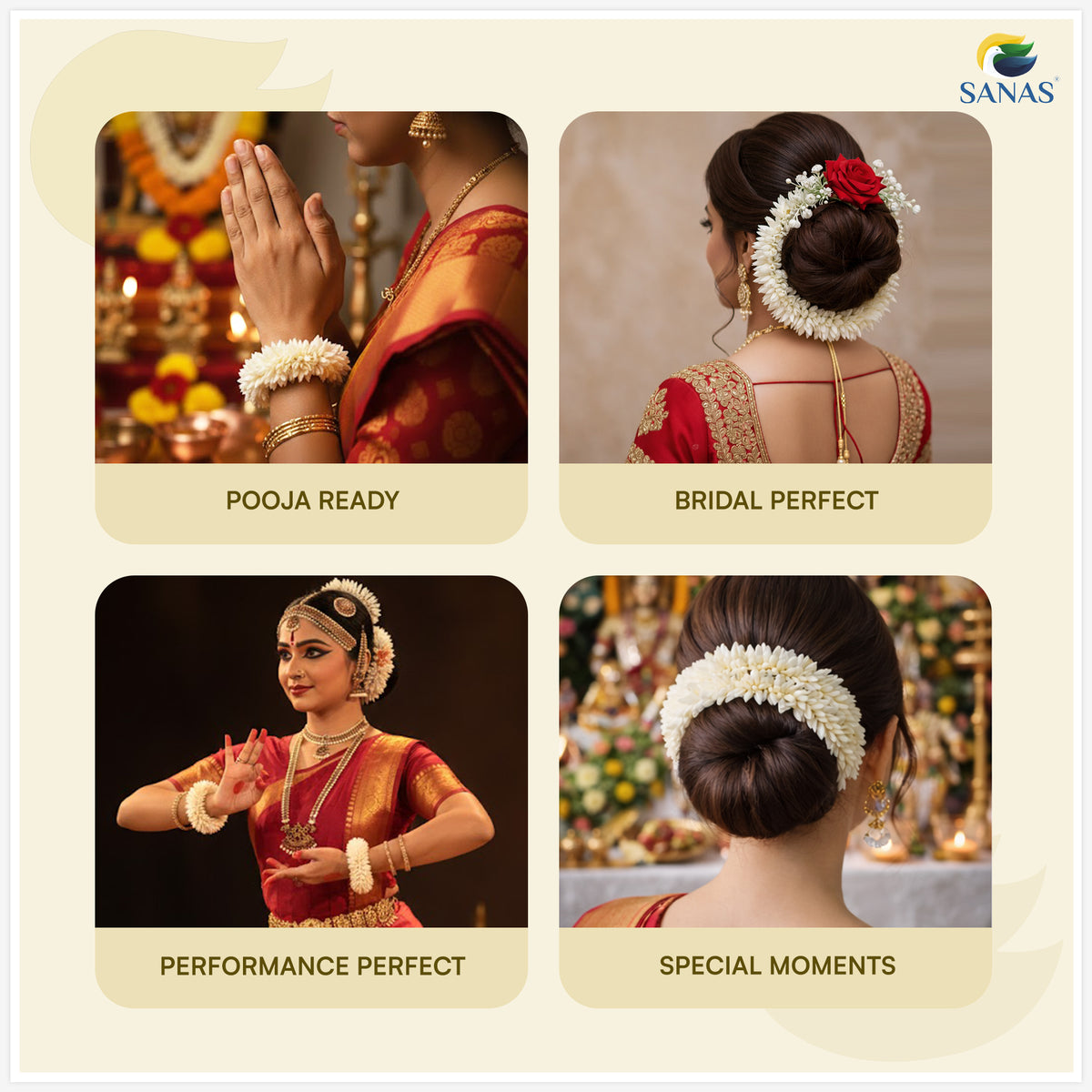 Sanas Scented Artificial Mogara Gajra With Bobby Pins for Hair