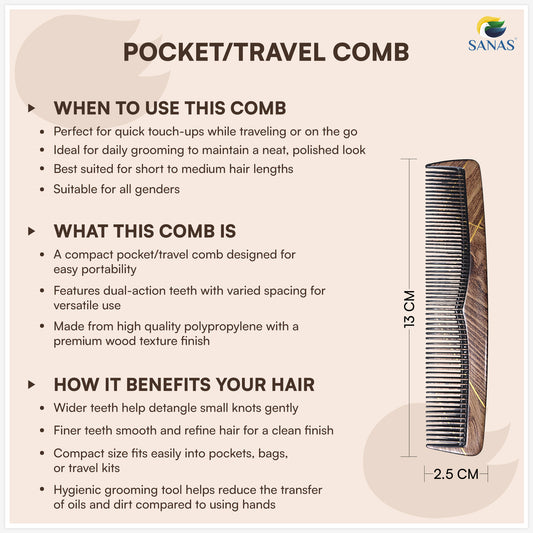 Sanas Comb Set For Women (7Pcs) Wood-Like Plastic Wooden Comb