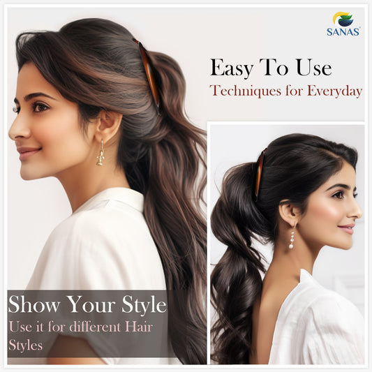 Sanas Fishtail Hair Banana Clip - 3Pc