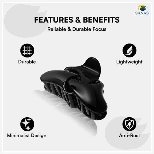 SANAS (2 Pcs) Hair Clips for Girls Stylish Claw Clips Aesthetic Fashion Hair Accessories Versatile Black and Dual Tone (2 Pcs)
