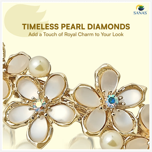 Sanas Flower Rhinestone Barrette For Women 1 Pc