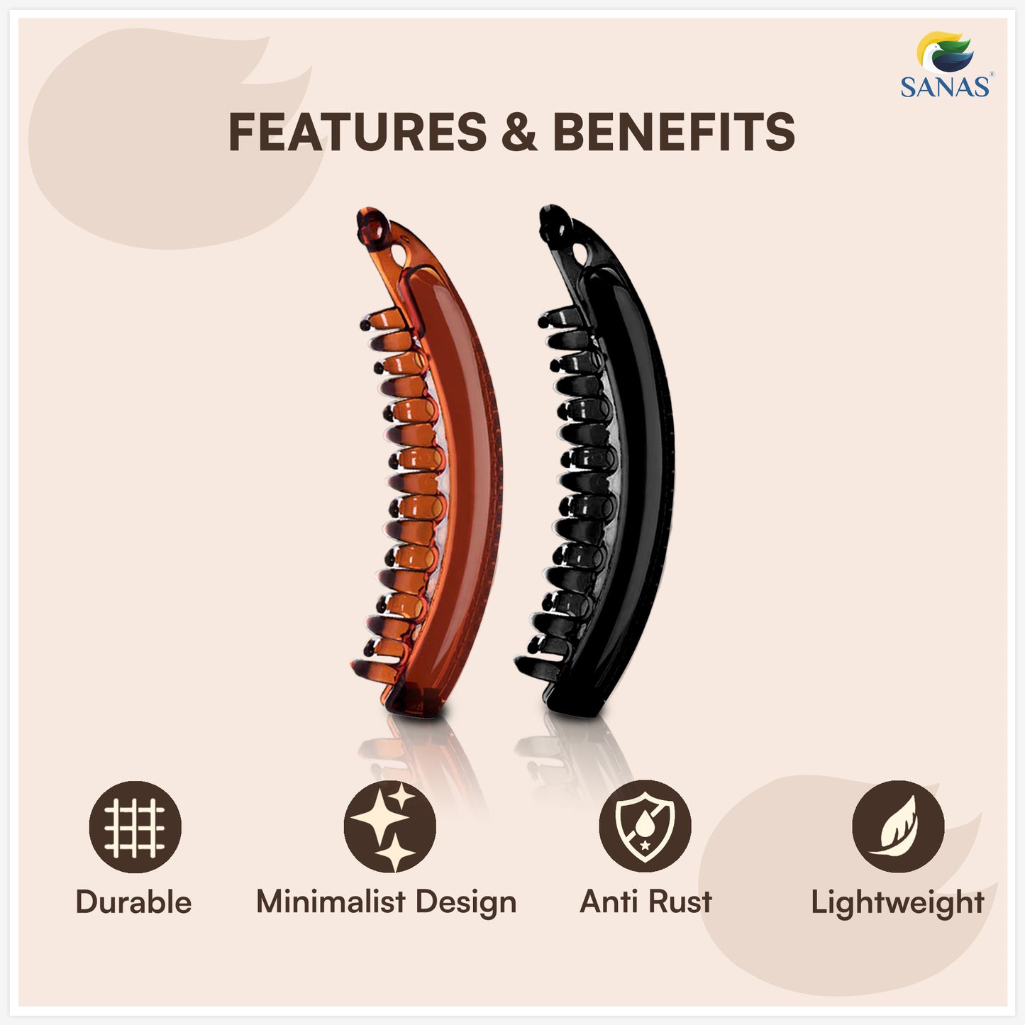Sanas Acrylic Banana  Hair Clip - 2Pcs
