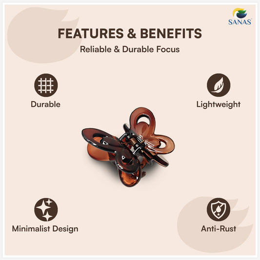 SANAS (4 Pcs) Butterfly Hair Claw Clips Stylish Aesthetic Korean Fashion Hair Accessories for Women and Girls Versatile 4 Shades (4 Pcs)