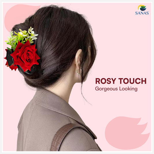 Sanas Red Rose Flower Clutcher For Women 1Pc