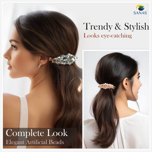 Sanas Beaded Hair Clips for Women - 3Pcs