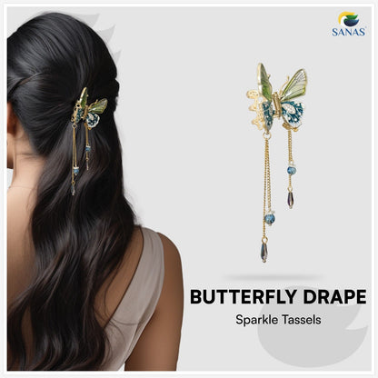 Butterfly Clips for Hair – Premium Gold Butterfly Hair Accessories with Pearl & Tassel, Strong Metal Butterfly Claw Clips for Women & Bridal Styling | Pick Any 3 Styles | Wedding & Party Wear Butterfly Hair Clutcher