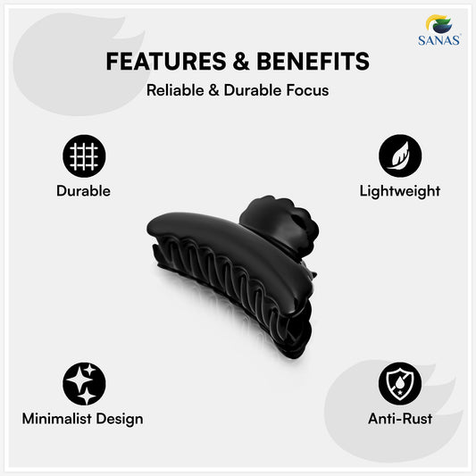 SANAS (2 Pcs) Hair Claw Clips Stylish Aesthetic Clutchers Hair Accessories for Women and Girls Versatile Black and Dual Tone (2 Pcs)