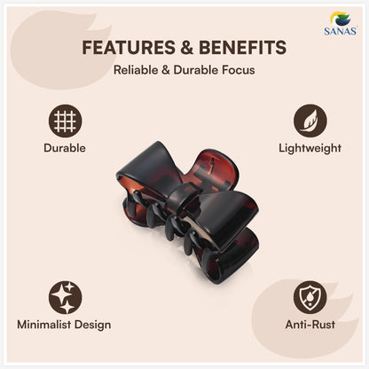 SANAS (3 Pcs) Bow Hair Clips Stylish Korean Claw Clips Aesthetic Cute Hair Accessories for Women and Girls Versatile 3 Shades (3 Pcs)