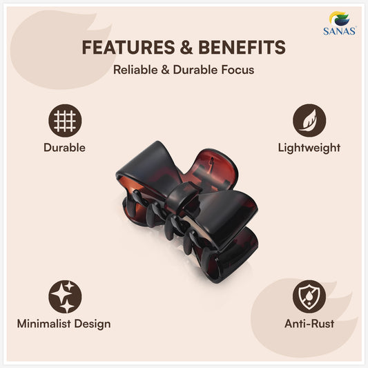 SANAS (3 Pcs) Bow Hair Clips Stylish Korean Claw Clips Aesthetic Cute Hair Accessories for Women and Girls Versatile 3 Shades (3 Pcs)