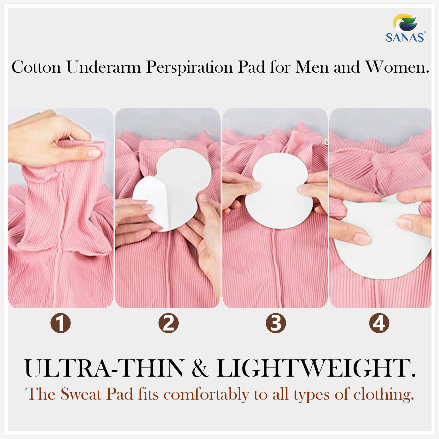 Sanas Underarm Sweat Pad For Women & Men (6Packs)