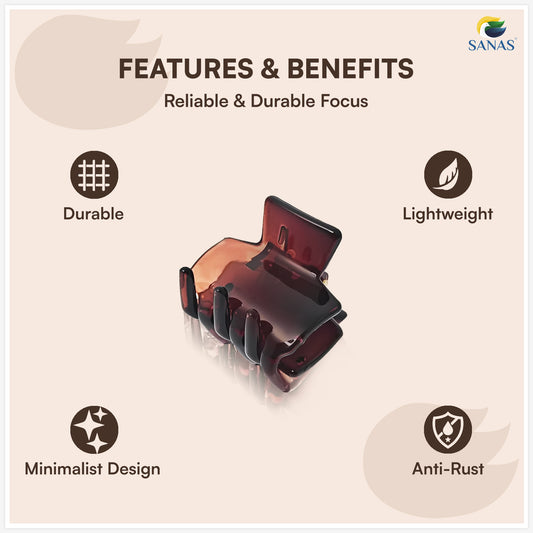 SANAS (4 Pcs) Plastic Hair Claw Clips Stylish Aesthetic Clutchers Hair Accessories for Women and Girls Versatile 4 Shades (4 Pcs)