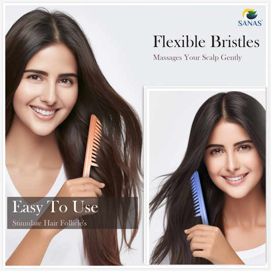 Sanas Wide Teeth Shower Shampoo Comb 2Pcs Assorted Colours