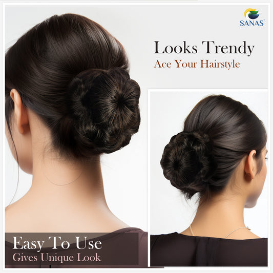 Sanas Brown Bun Clip Hair Extension - 1Pc