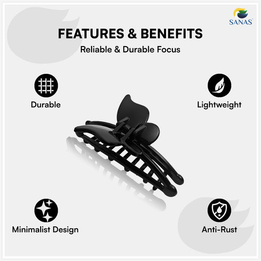 SANAS (2 Pcs) Butterfly Hair Claw Clips Stylish Aesthetic Clutchers Hair Accessories for Women and Girls Trendy Black and Dual Tone (2 Pcs)