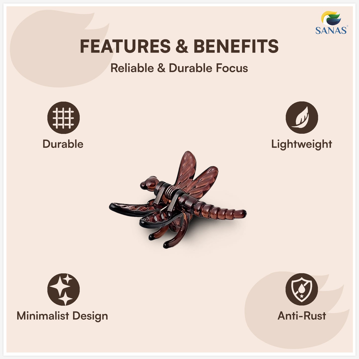 Sanas (4Pcs) Hair Clips For Girls Chic Dragonfly Clutchers For Hair Clips For Women Stylish Claw Clips For Women Aesthetic Cute Hair Accessories Fashion Accessories For Girls Teenage 4 Shades (4Pcs)