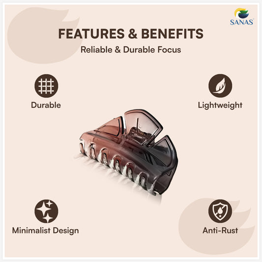 SANAS (3 Pcs) Korean Hair Claw Clips Stylish Aesthetic Fashion Hair Accessories for Women and Girls Versatile 3 Shades (3 Pcs)