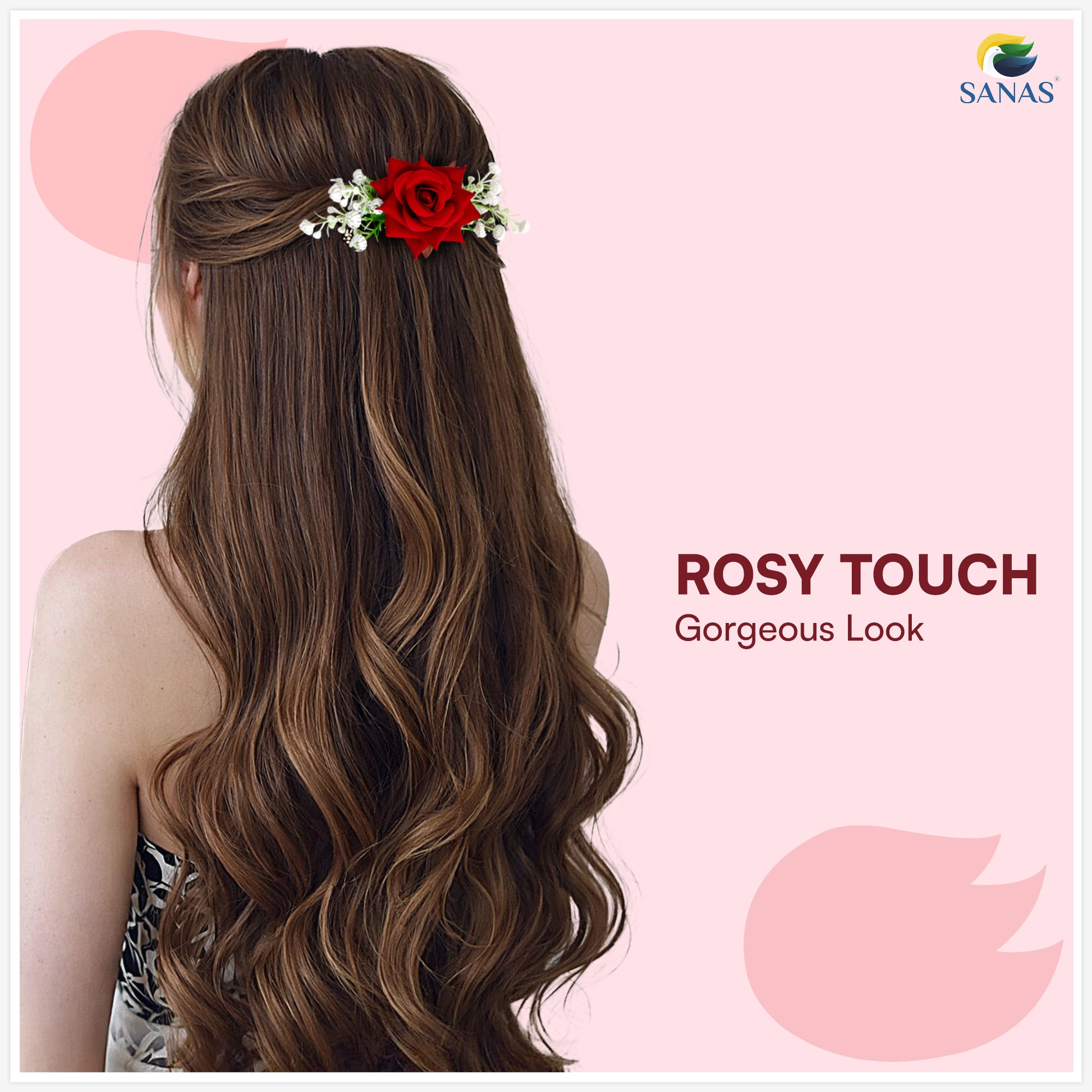 Bridal rose hair accessory for buns braids and updo hairstyles