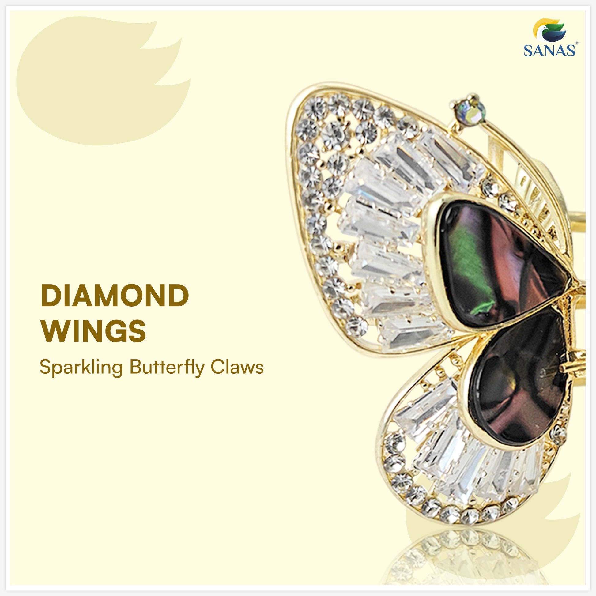Premium crystal hair clip butterfly design for women