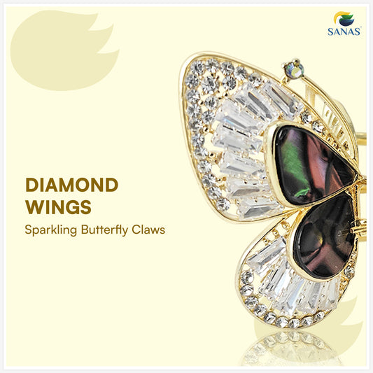 Premium crystal hair clip butterfly design for women