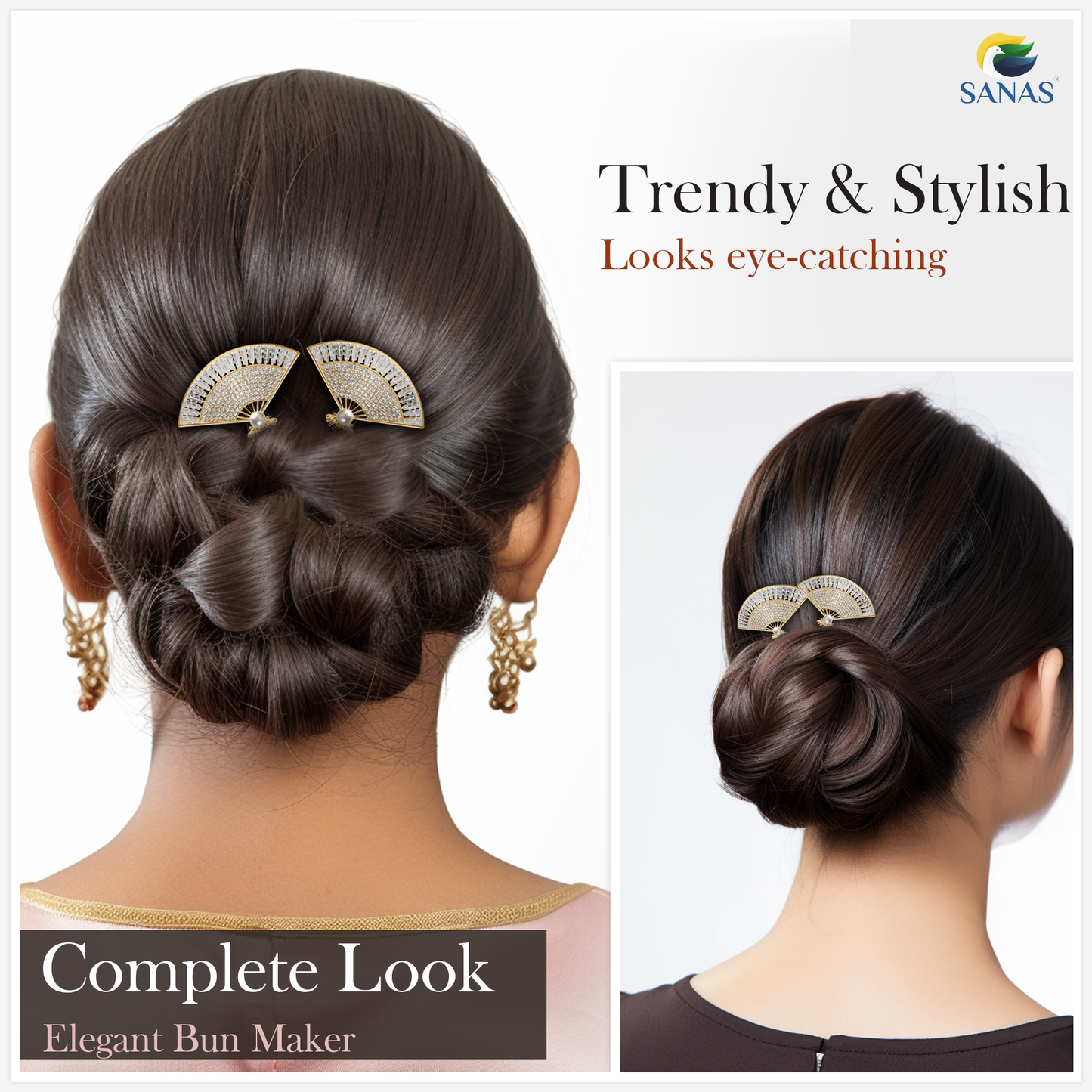 Sanas Rhinestone Hair Twist Bun Maker - 1Pc