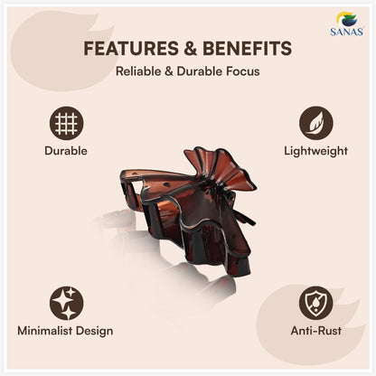 SANAS (3 Pcs) Shell Design Hair Claw Clips Stylish Aesthetic Clutchers Hair Accessories for Women and Girls Versatile 3 Shades (3 Pcs)