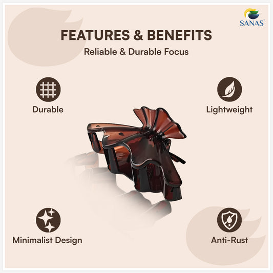 SANAS (3 Pcs) Shell Design Hair Claw Clips Stylish Aesthetic Clutchers Hair Accessories for Women and Girls Versatile 3 Shades (3 Pcs)