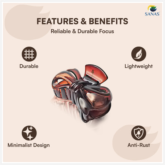 SANAS (3 Pcs) Bow Hair Clips Stylish Aesthetic Clutchers Cute Hair Accessories for Women and Girls Versatile 3 Shades (3 Pcs)