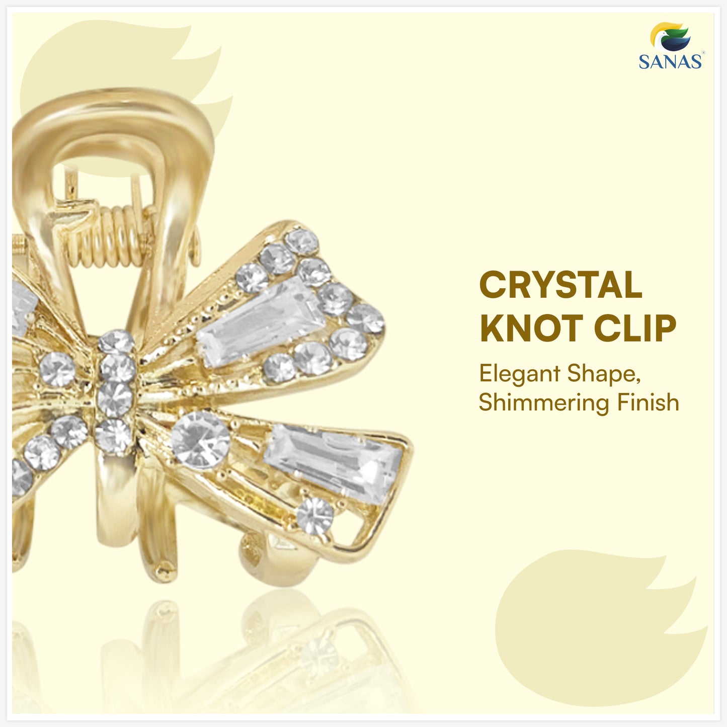 Sanas Tiny Crystal Knot Hair Clip For Women 1 Pc