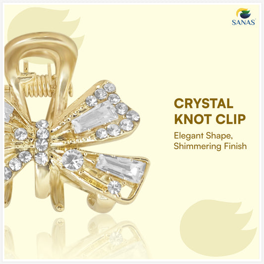Sanas Tiny Crystal Knot Hair Clip For Women 1 Pc