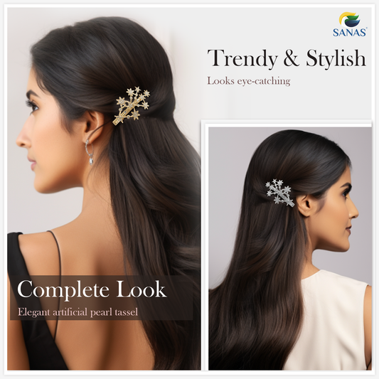 Sanas Tree Star Crystal Hair Pin - 2Pcs