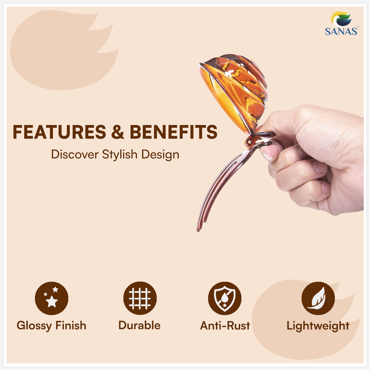 Sanas Hair Clips For Woman Spiral Shell Pattern Korean Clips (3Pcs)