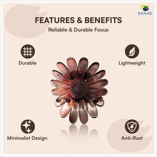 SANAS (3 Pcs) Flower Hair Clips Stylish Sunflower Claw Clips Hair Accessories for Women and Girls Multi Shade Variety (3 Pcs)