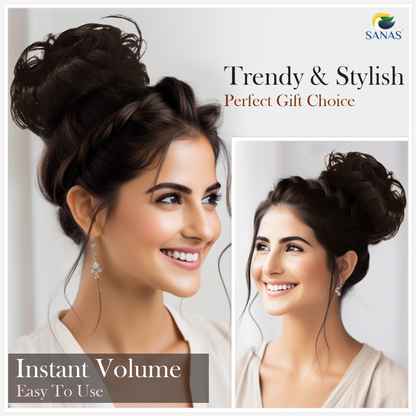 Sanas brown bun hair extension for instant volume and styling