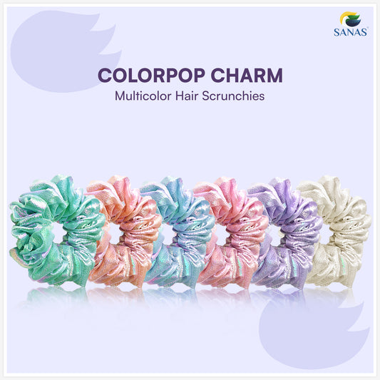 Sanas Scrunchies Set Rubber Band For Hair Accessories For Woman (6pcs) Multicolor