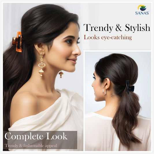 Korean design rectangular hair clip pack – Sanas 2 pcs