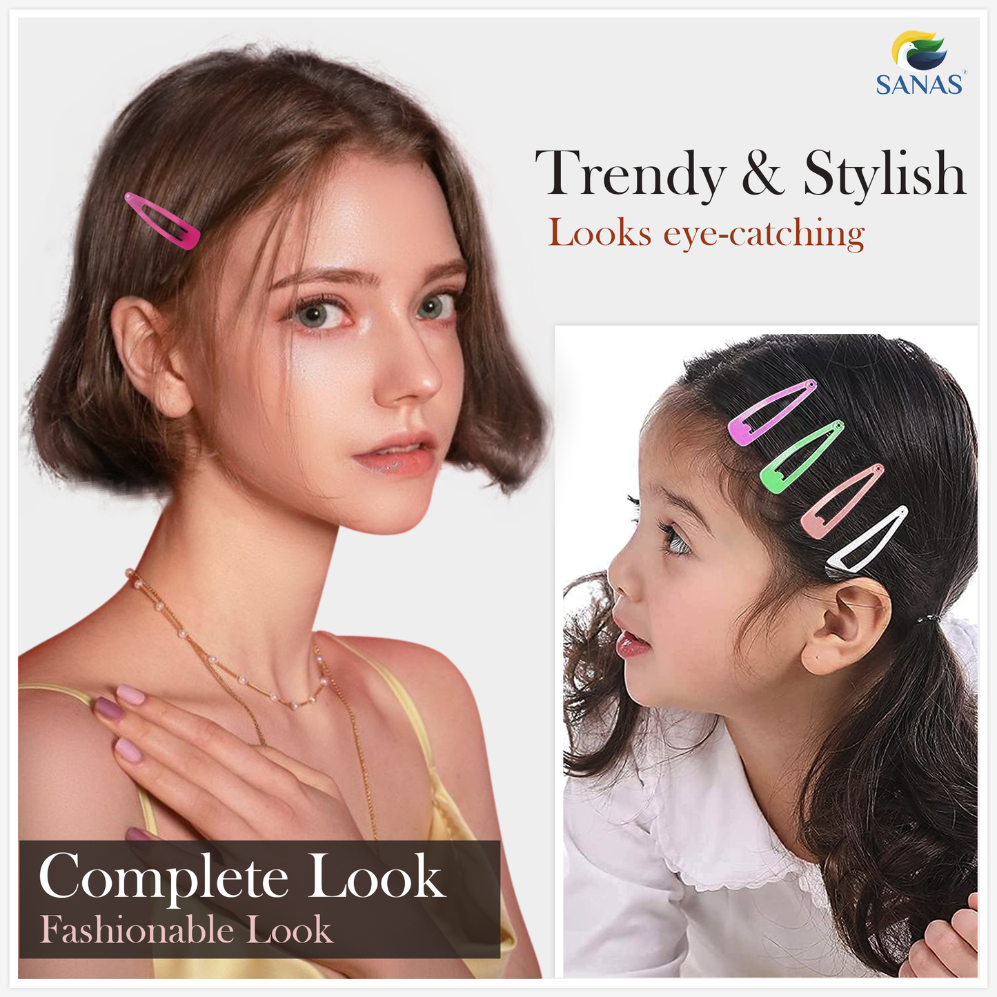 Sanas Tic Tac Hair Clips For Girls 48PC
