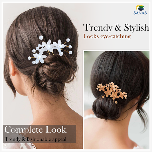 Sanas Colorful Flower Hair Juda Pins - 6Pcs