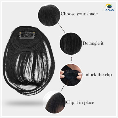 Sanas Black Clip In Bangs - 1Pc